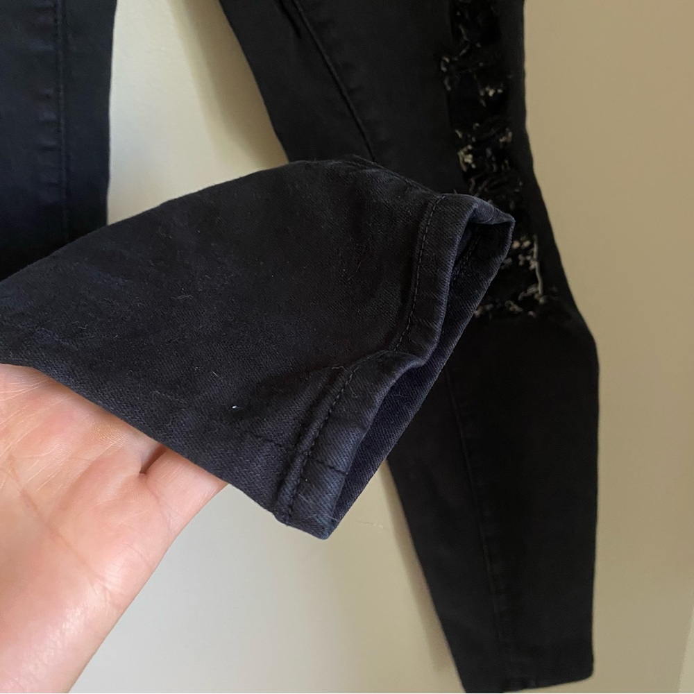 Frame Le Skinny De Jeanne Black Film Noir Distressed Jeans Size 25 - Picture 7 of 10